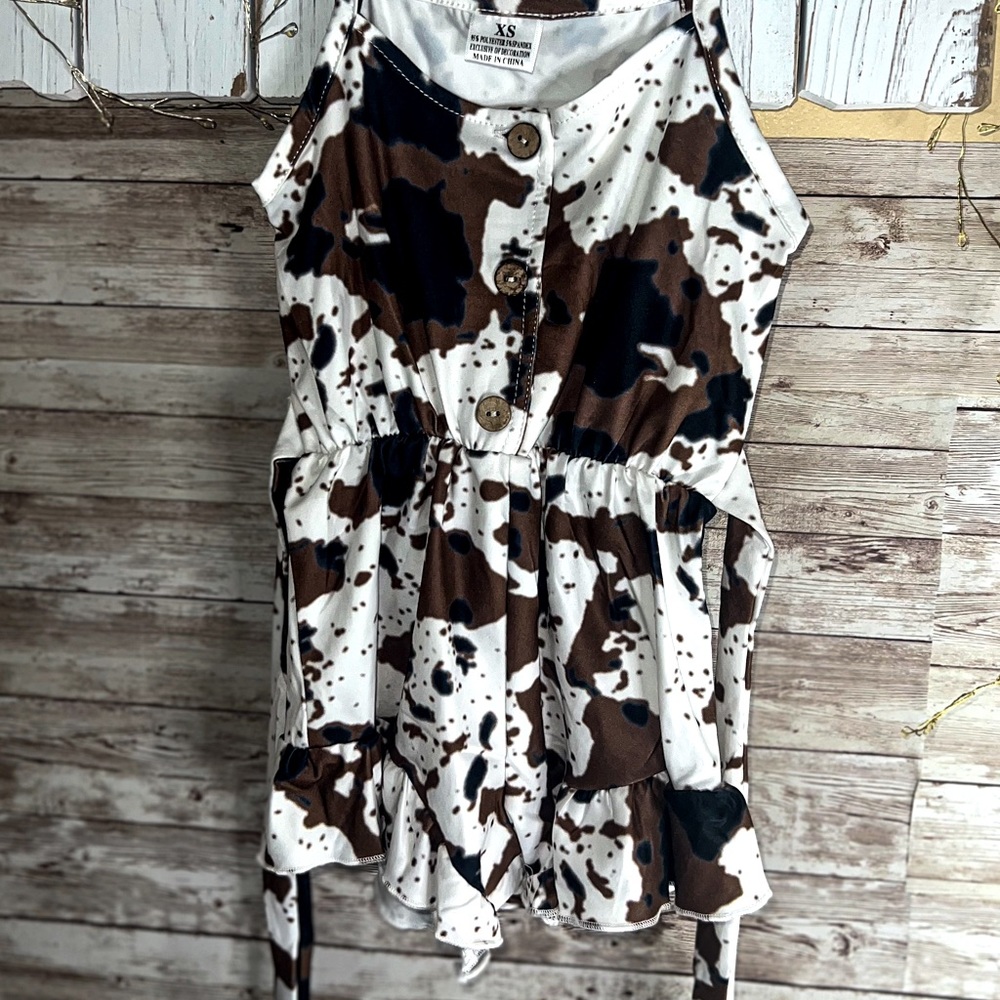Toddler girl Cowprint romper